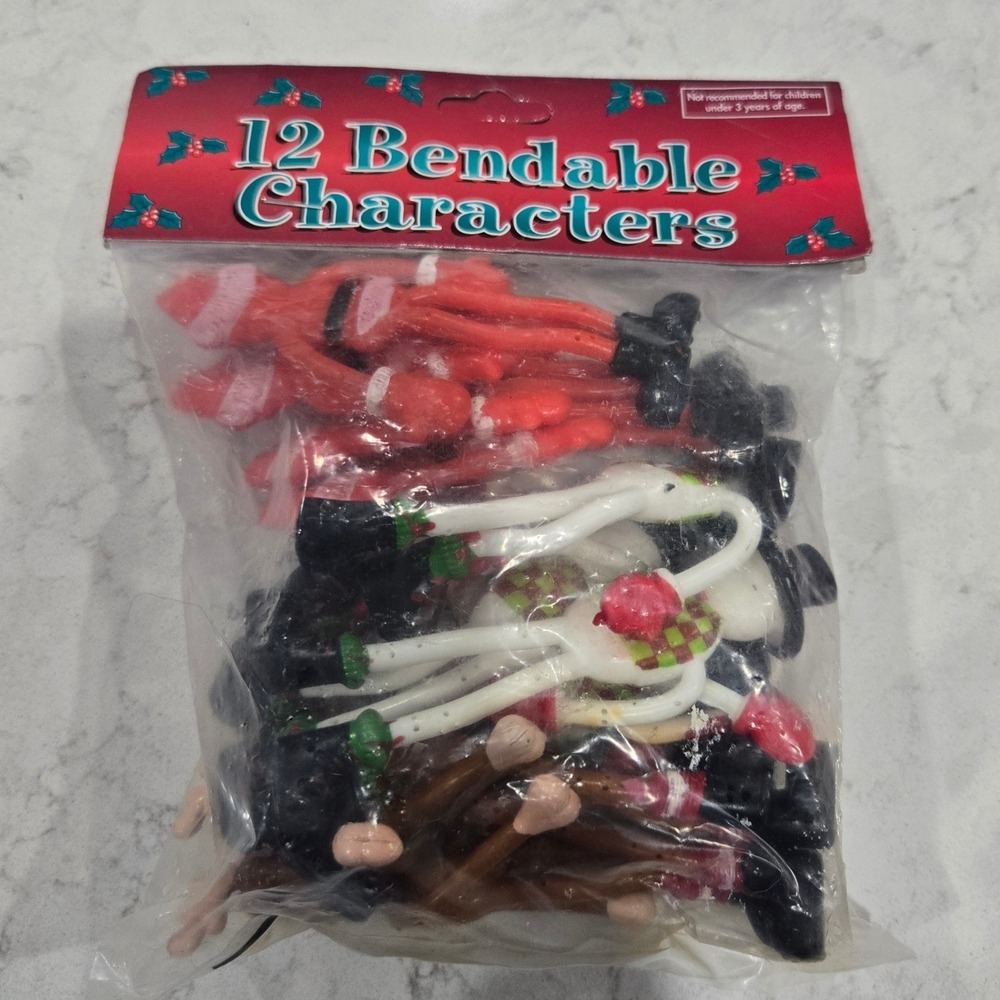 Oriental Trading Co 12 Christmas Bendable Characters Santa Snowman Reindeer Set